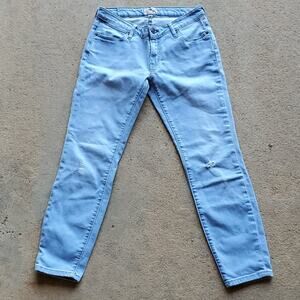 Fossil distressed skinny pencil jeans light blue wash size 26